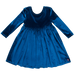 long sleeve navy blue velour dress