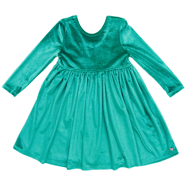 long sleeve teal colored velour dress 