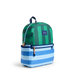 Side view of  blue and green Stripe Kane Backpack