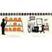Illustration of a store interior with pumpkins and a silhouette of a person.