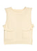 Cream-colored knit vest with two front pockets on a white background