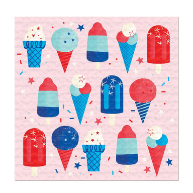 Colorful ice cream cone pattern on a pink background