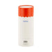 Cylindrical container with orange top and white body on a white background
