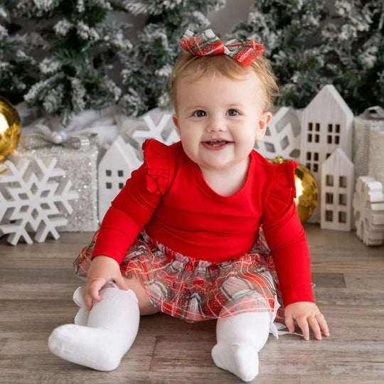 Tutu Bodysuit - Christmas Plaid