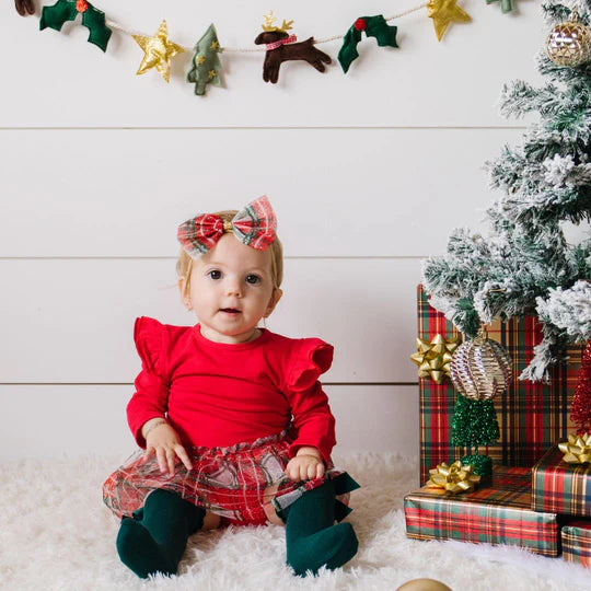 Baby Headband - Christmas Plaid Tulle