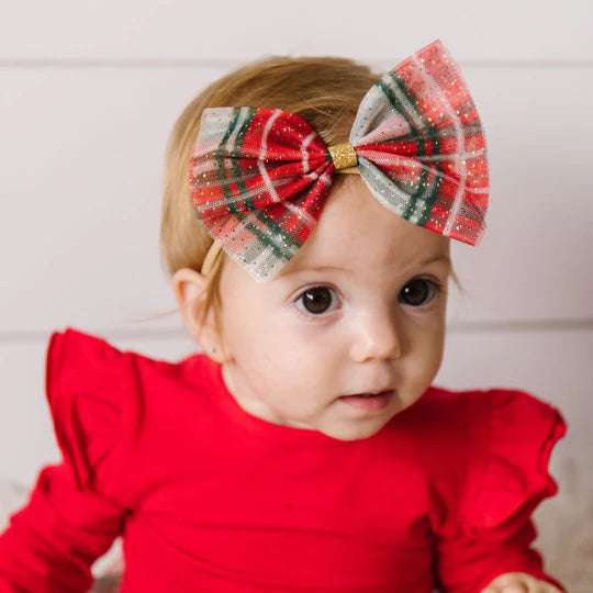 Baby Headband - Christmas Plaid Tulle