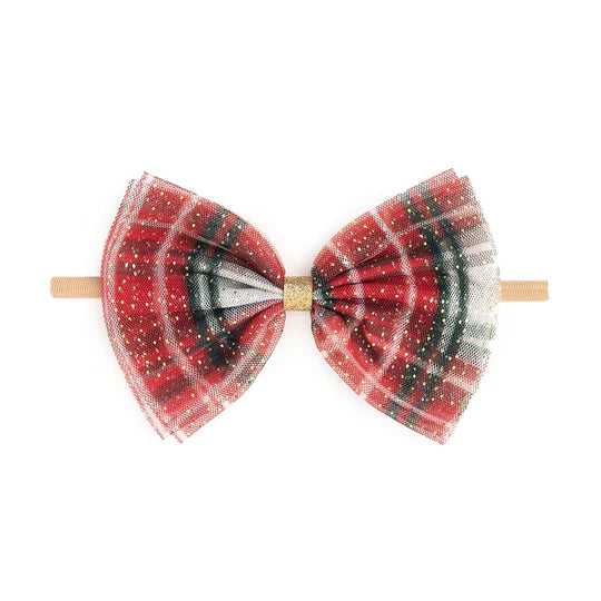 Baby Headband - Christmas Plaid Tulle