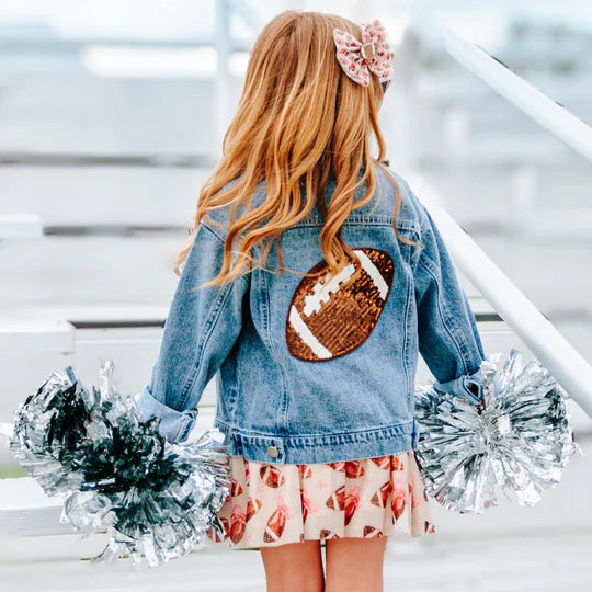 Denim Jacket - Game Day Football Sequin