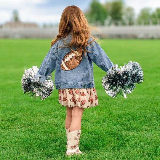 Denim Jacket - Game Day Football Sequin