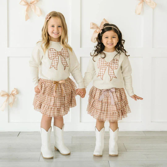 Sweatshirt - Gingham Bow Patch