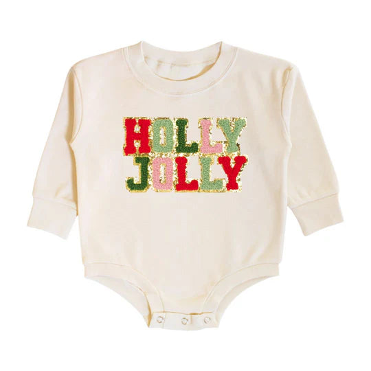 LS Romper - Holly Jolly Patch