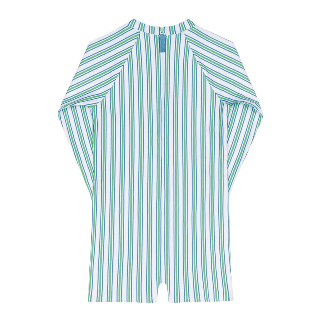 Green and white striped shirt on a white background