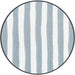 Round fabric sample with grey and white striped pattern on a white background