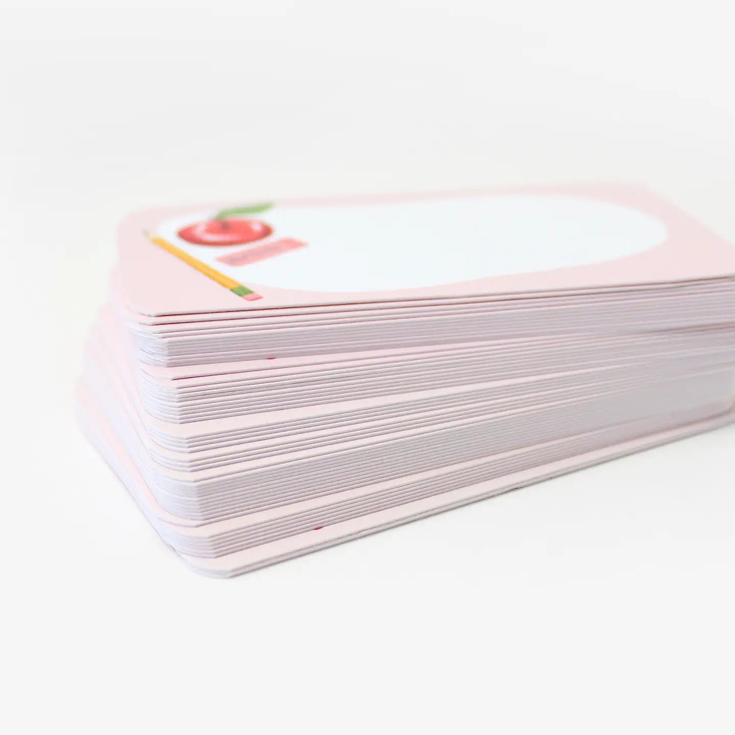Stack of index cards with a white background