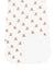 A white baby sleep bag featuring a repeating pattern of small teddy bears wearing blue outfits, shown against a plain white background.