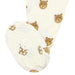 Baby foot with teddy bear pattern on a white background