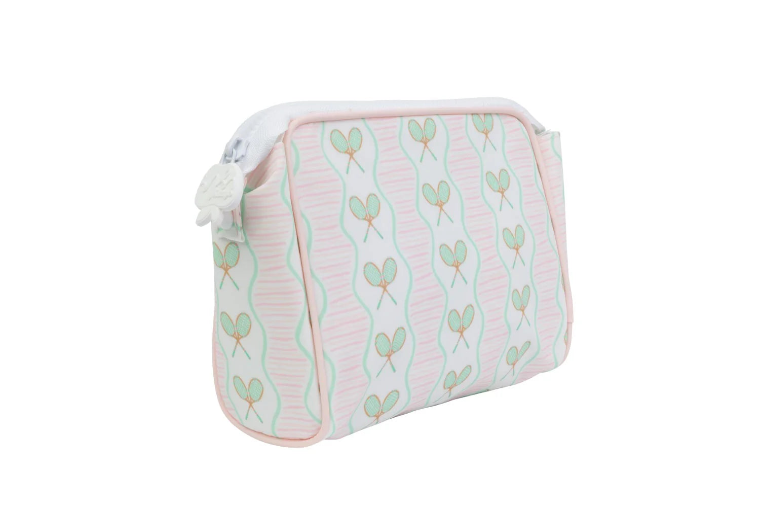 Small pouch with tennis pattern on a white background