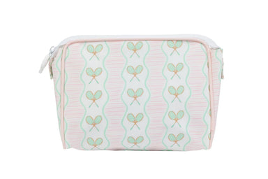 Small pouch with tennis pattern on a white background