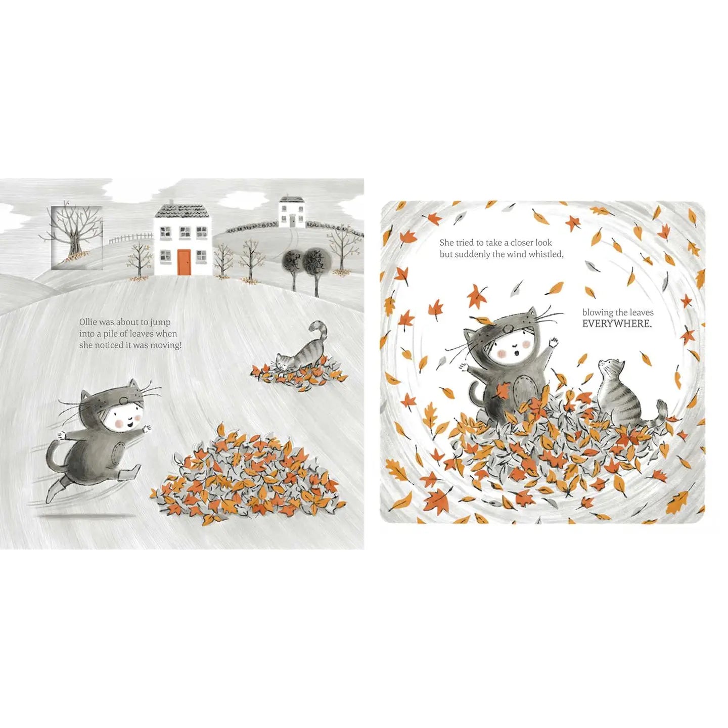 Two children's books with autumn-themed illustrations on a white background