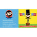 Illustration of a cartoon Abraham Lincoln holding an American flag on a yellow background with text about his presidency.