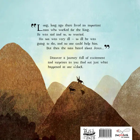Book cover with mountain scene and text about a journey and surprises.
