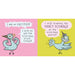 Cartoon birds with speech bubbles on a pink and yellow background
