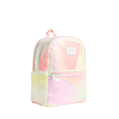 Side view of a Tie Dye Kane Double Pocket Backpack