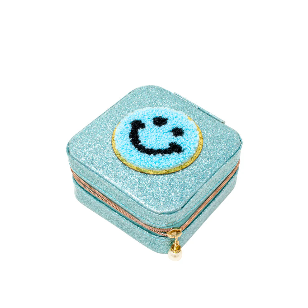 Jewelry Box - Teal Happy Face Sparkle