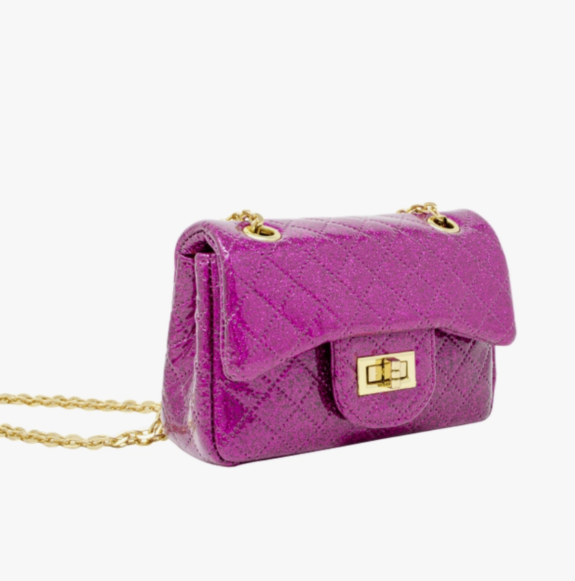 Purse - Hot Pink Quilted Sparkle Mini