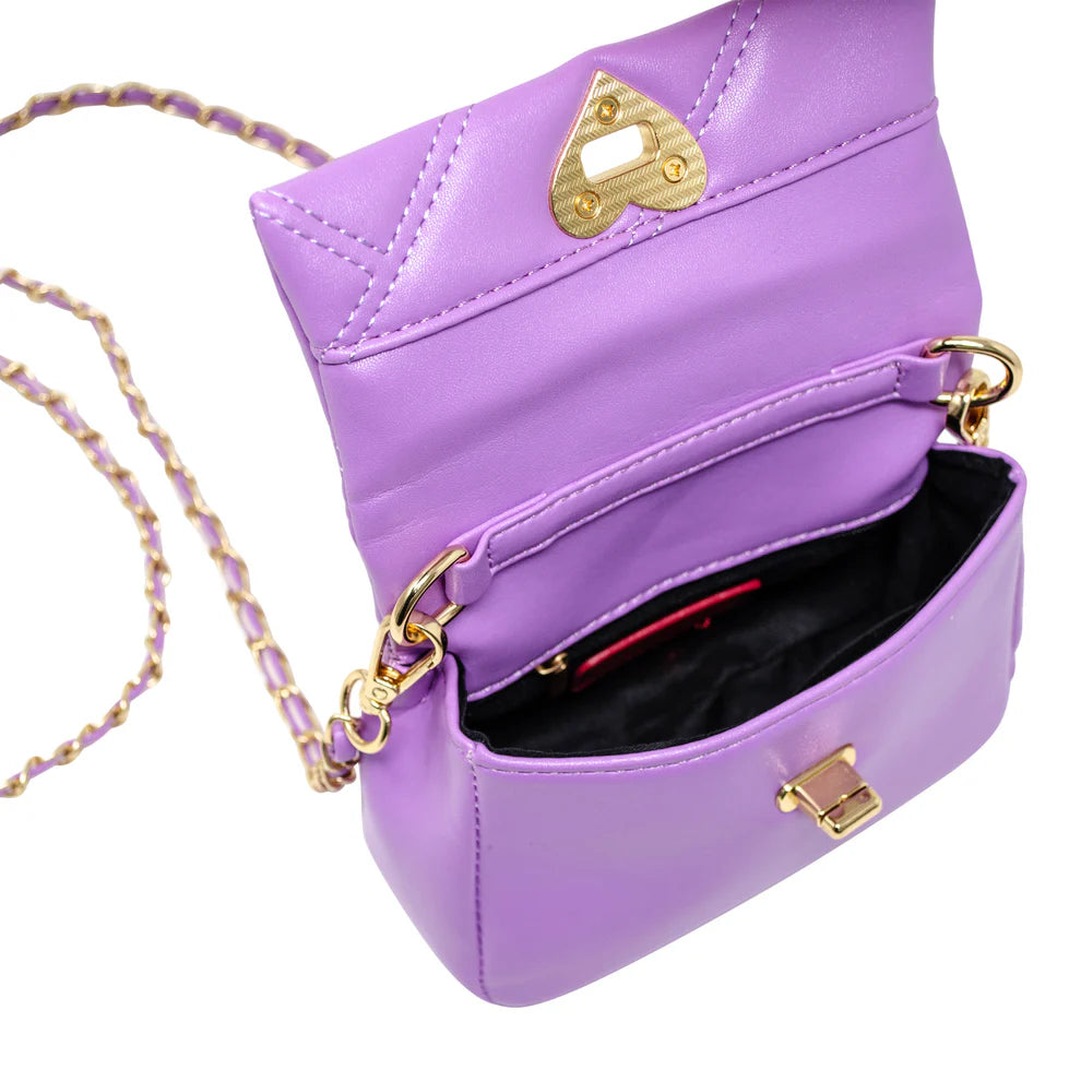 Purse - Purple Quilted Soft Heart Lock