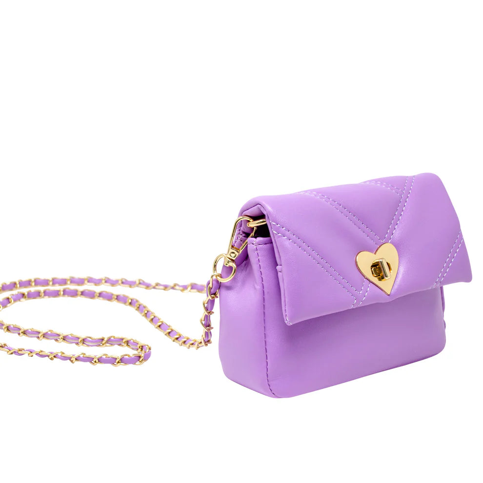 Purse - Purple Quilted Soft Heart Lock