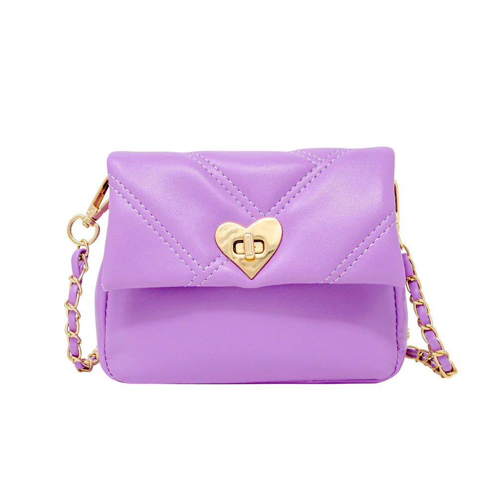 Purse - Purple Quilted Soft Heart Lock