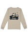 Longsleeve tee with hunting jeep and a dog on the back
