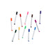 Ten white dry-erase markers with different colored caps, arranged in a scattered pattern on a solid white background.