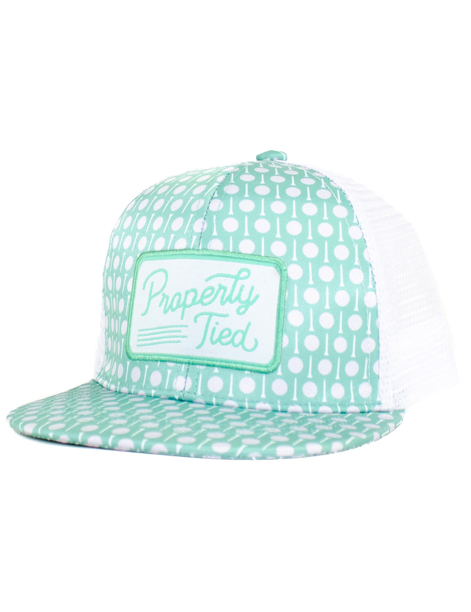 Trucker hat with green frontl with golf balls