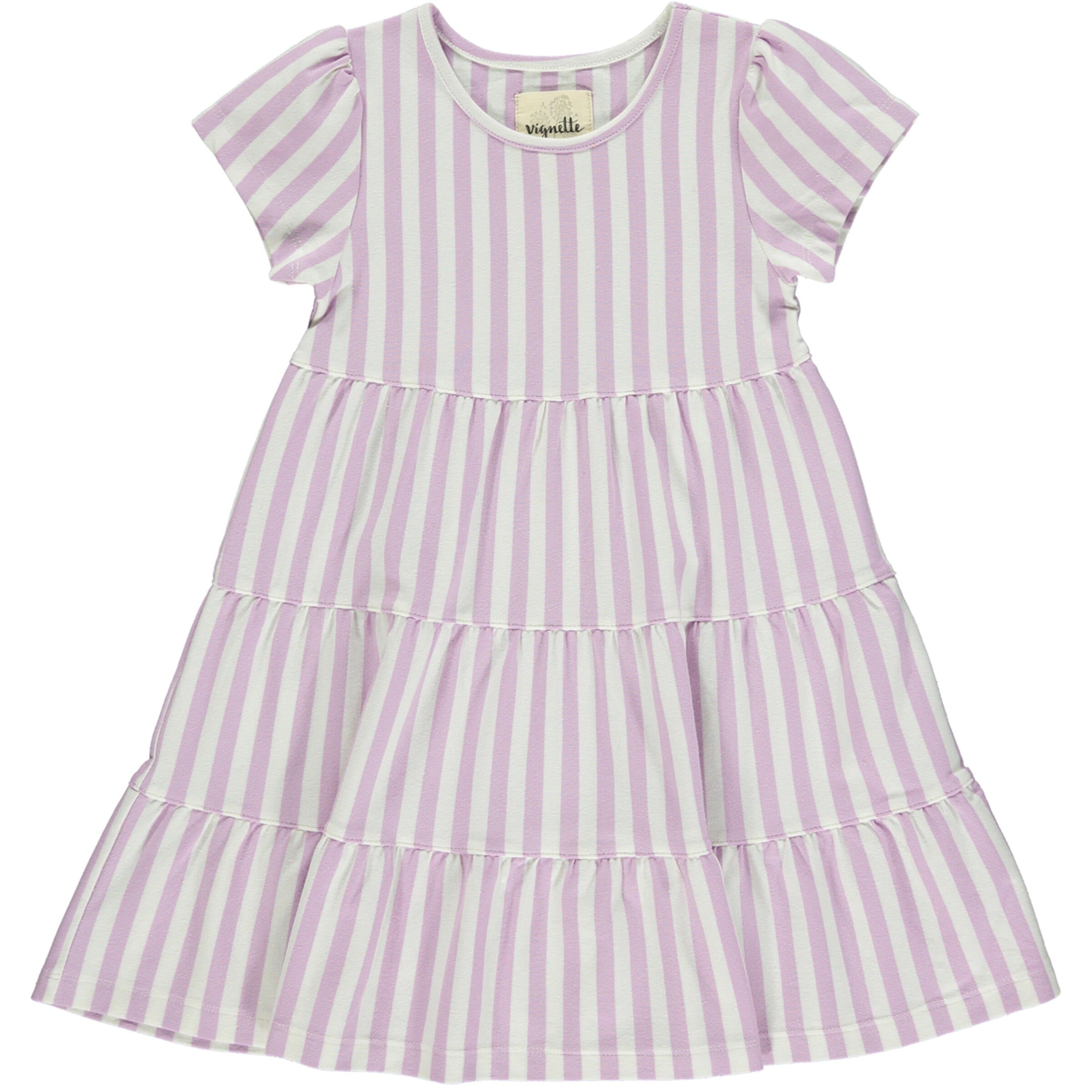 Iona Dress - Lavender/Cream Stripe