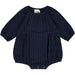 navy bubble with 3/4 sleeve and snap crotch
