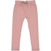 rose colored leggings with elastic waist with a bow