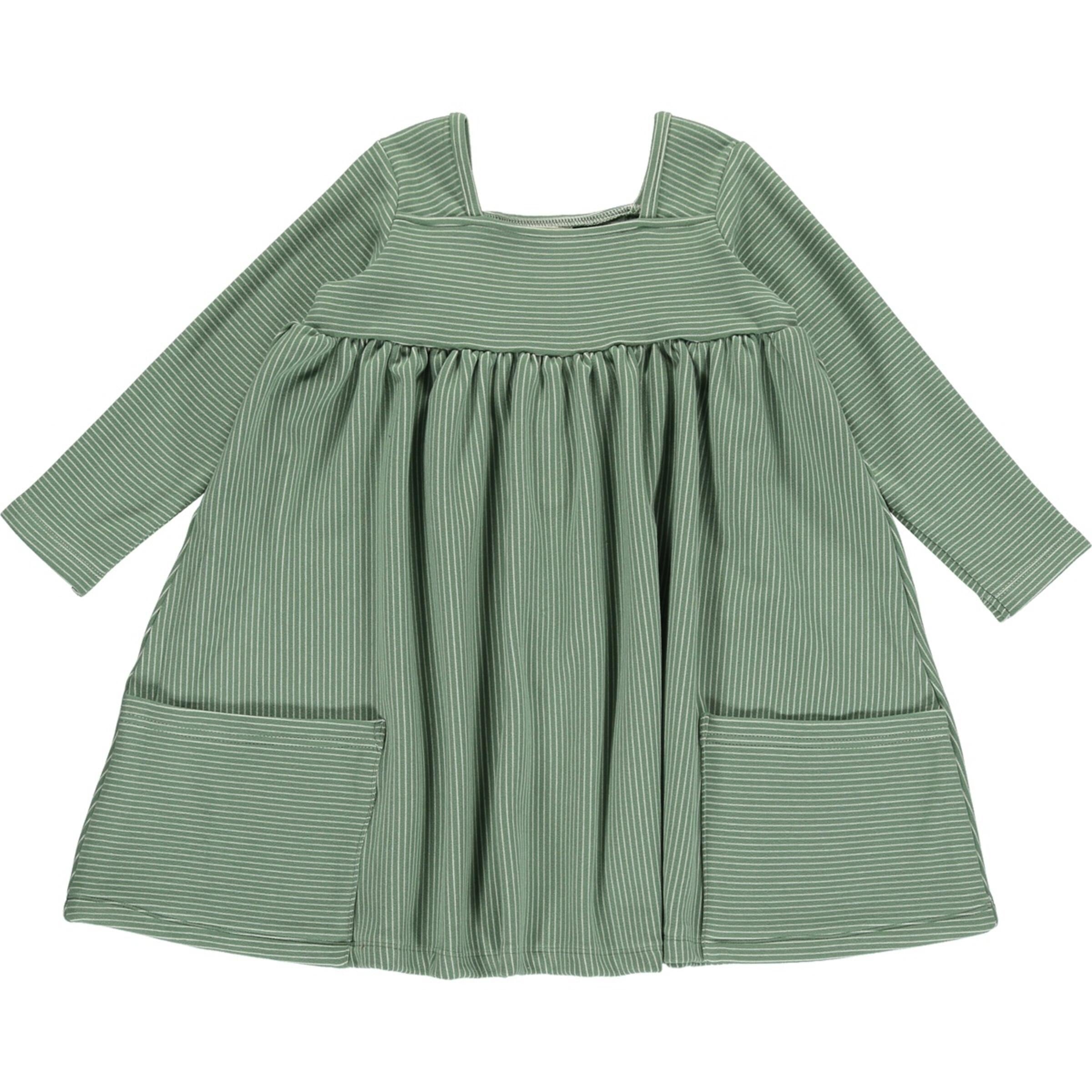 Rylie Dress - Green/Cream Stripe