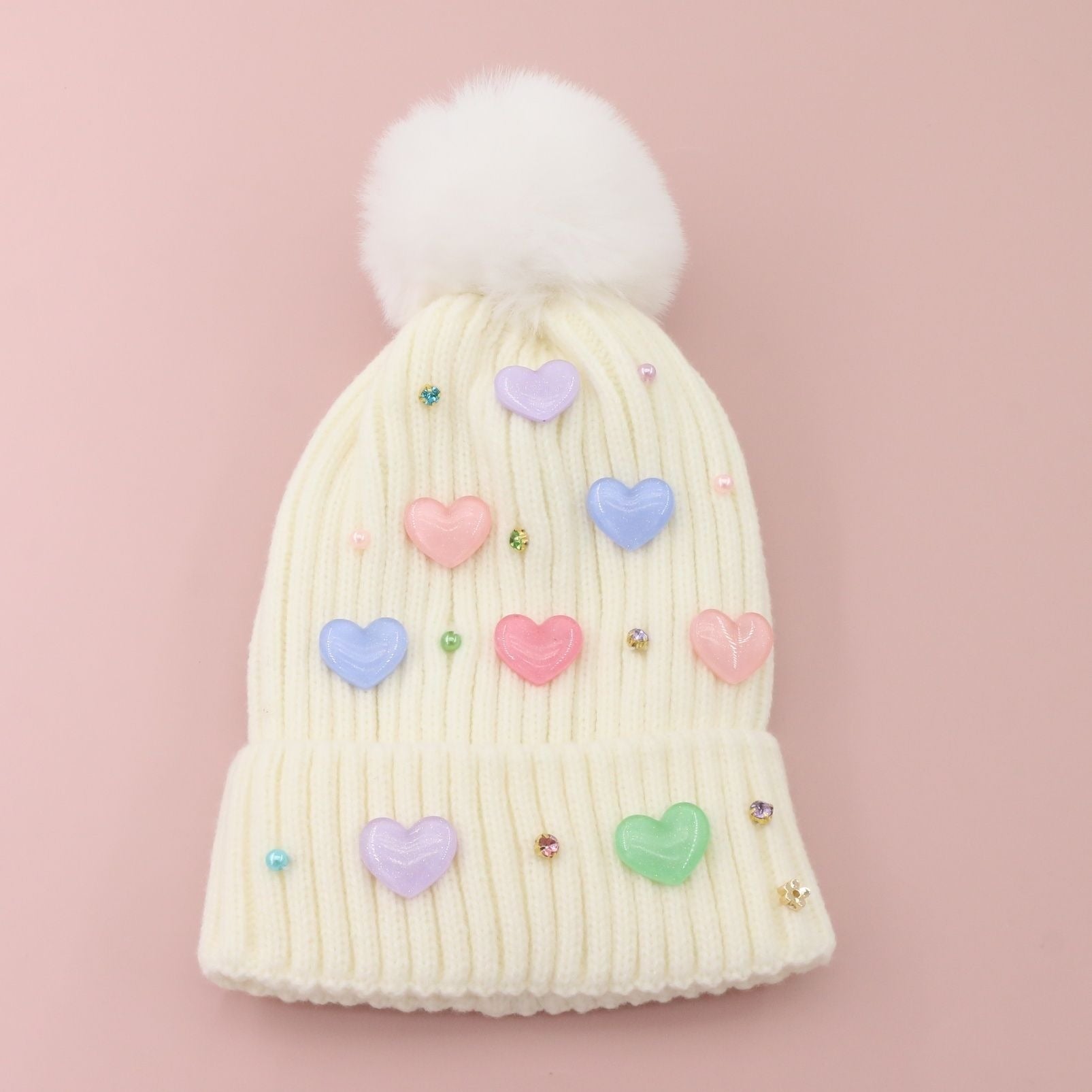 Beanie - Multi Heart