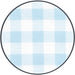 Round fabric sample with blue and white checkered pattern