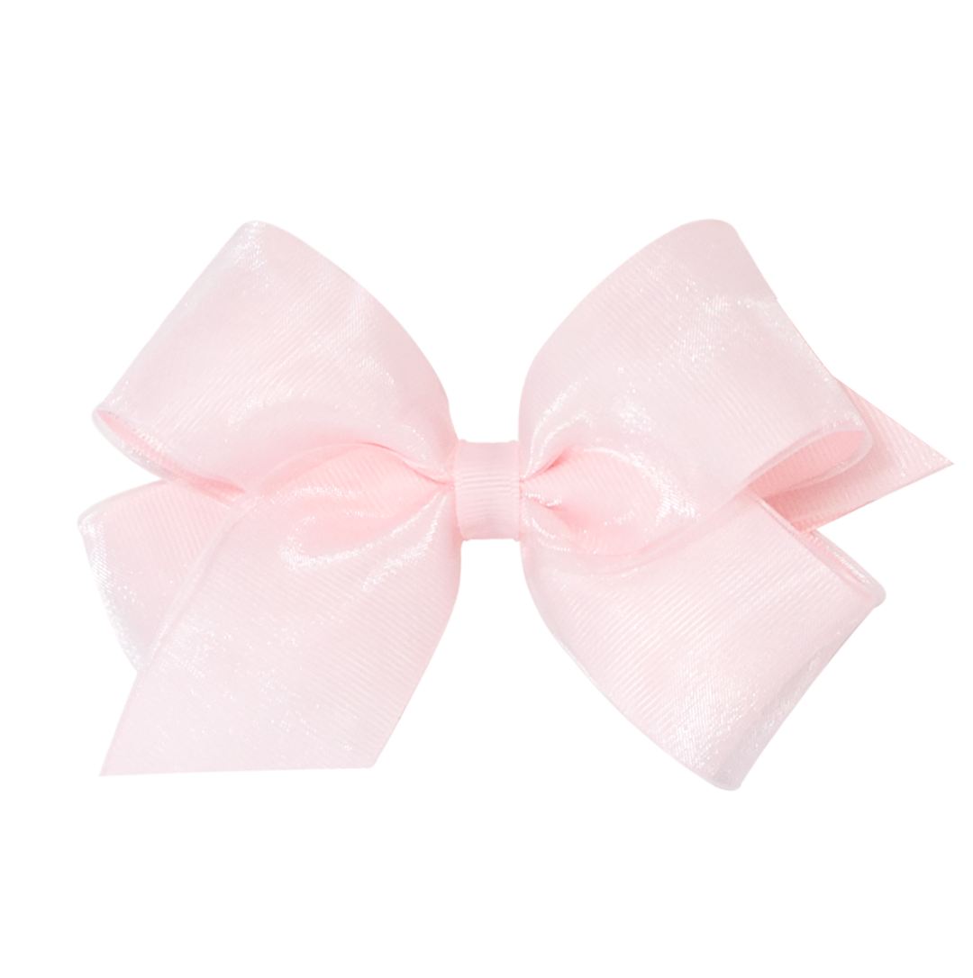 Organza/Grosgrain Bow - Powder Pink