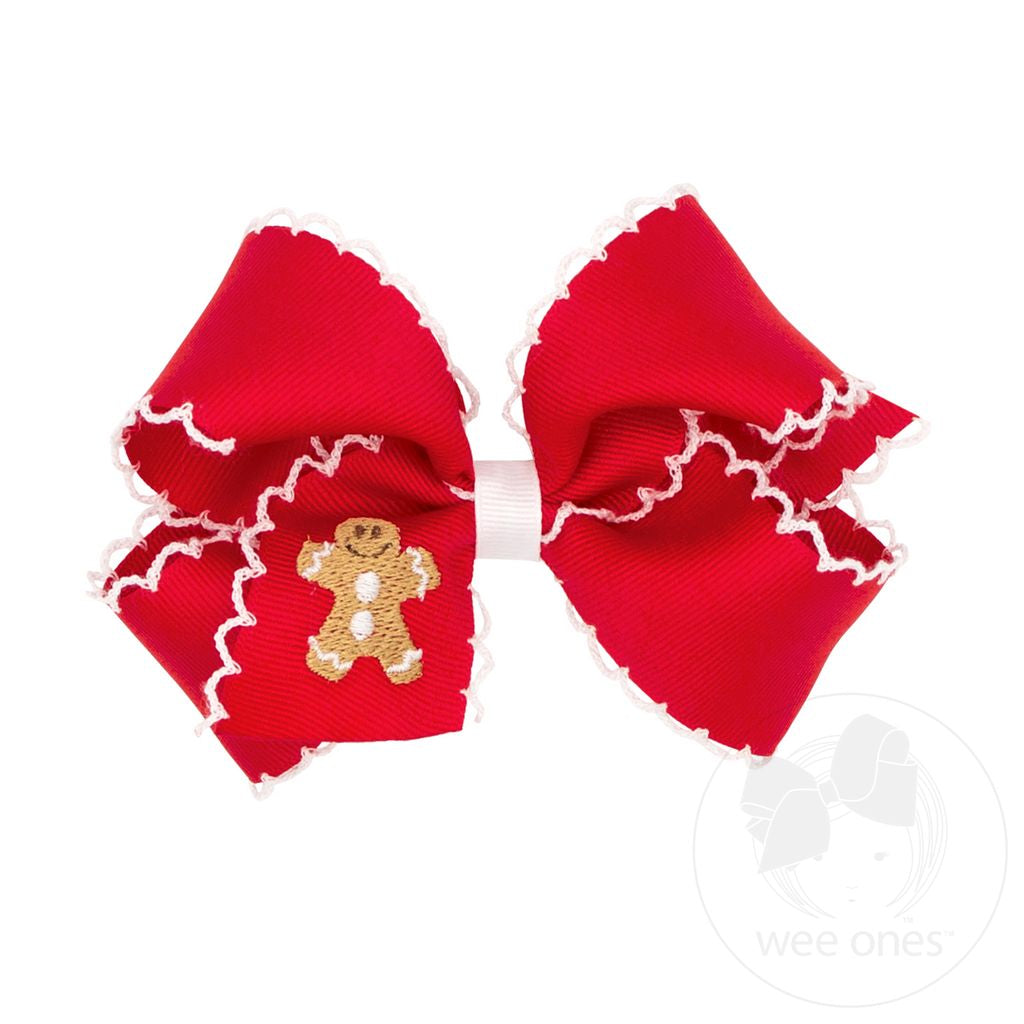 Grosgrain Hair Bow - Red Bow Gingerbread