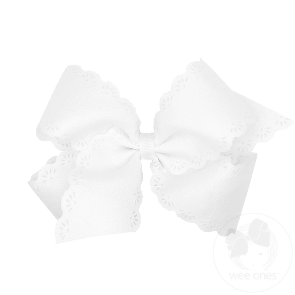 White lace bow on a white background