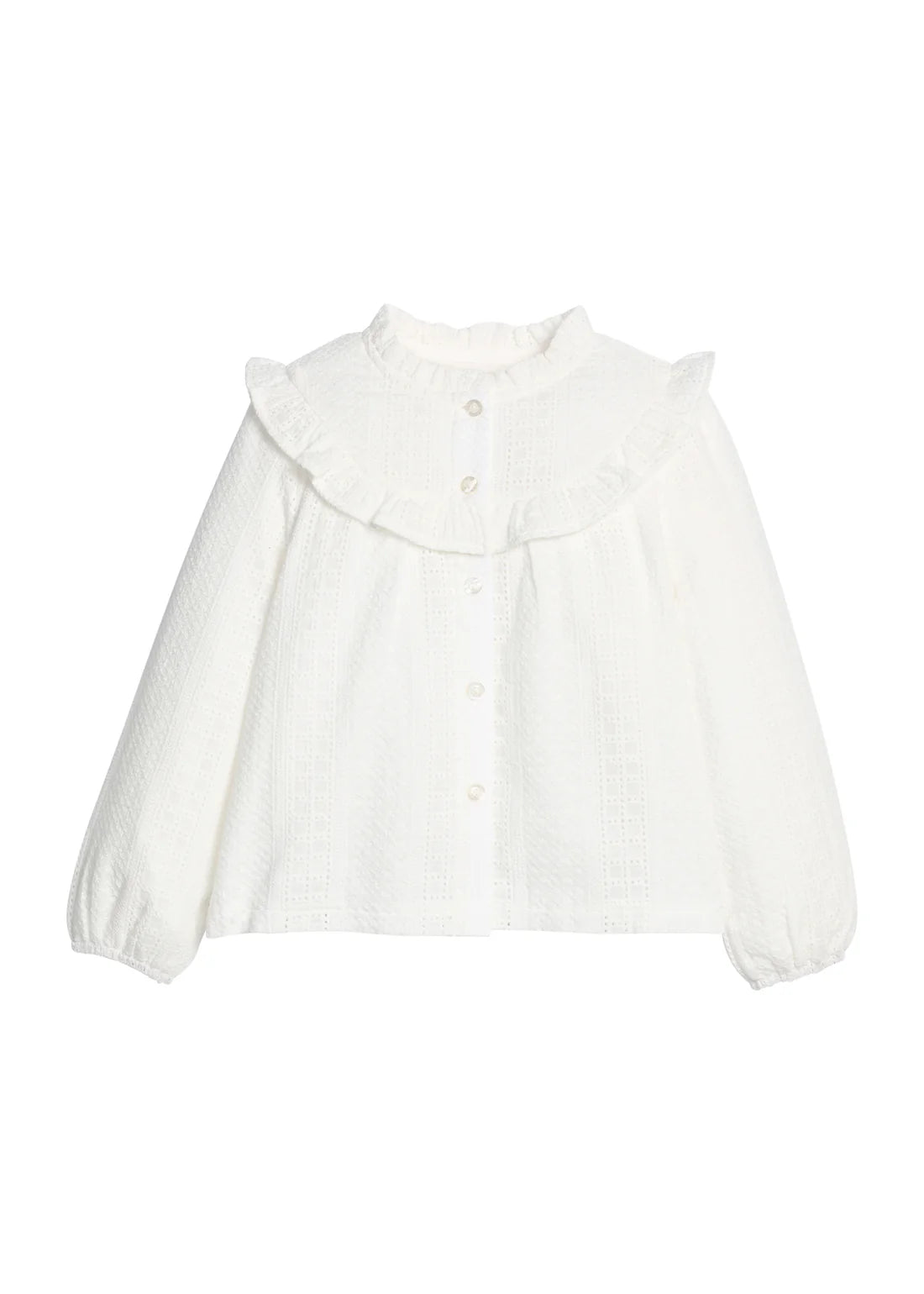 White eyelet blouse on a white background