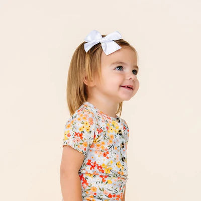 Satin Bow - White Clip