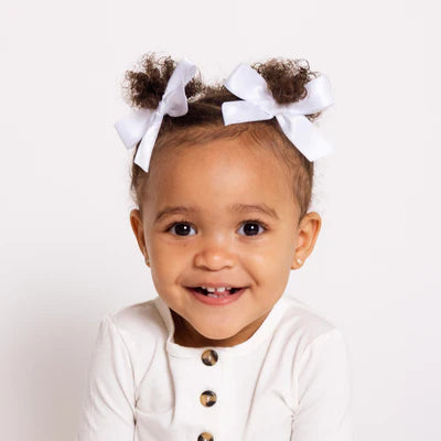 Satin Bow - White Clip