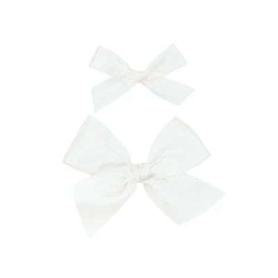 Satin Bow - White Clip