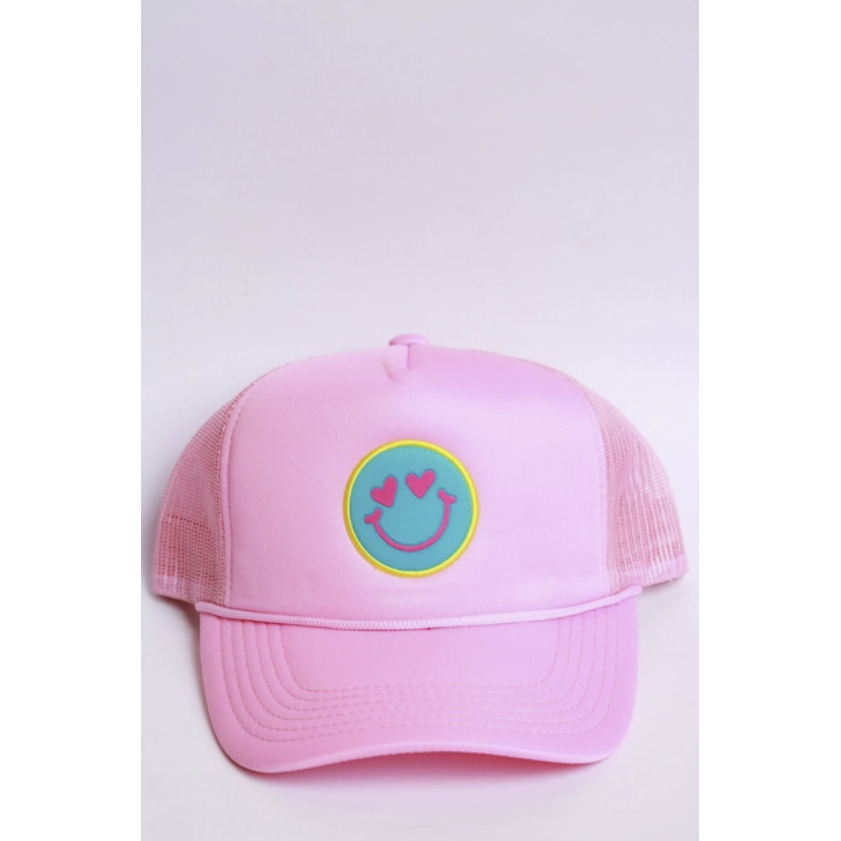 Trucker Hat - Bubblegum Pink Smiley