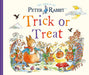 Book cover of 'Trick or Treat' from The World of Peter Rabbit with colorful illustrations of rabbits and Halloween elements.